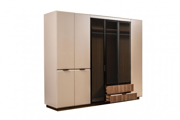 Kleederschaf Holzkascht Beige Schlofzëmmertschaf Kascht Modern