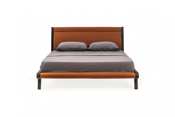 Duebelbett Bett Bettrahmen Orange Schlofzëmmerbett Schlofzëmmer Holz