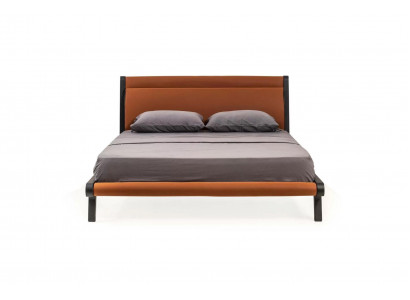 Duebelbett Bett Bettrahmen Orange Schlofzëmmerbett Schlofzëmmer Holz