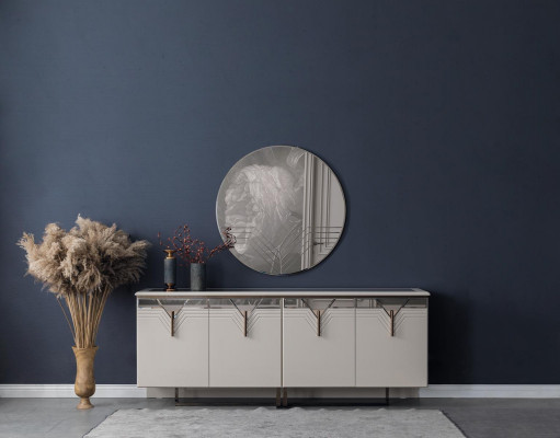 Sideboard Anrichte mat Spigel Holzschaf Kommode Schaf Holz Wäiss