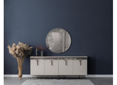 Sideboard Anrichte mat Spigel Holzschaf Kommode Schaf Holz Wäiss