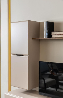 Wunnwand TV-Stänner Wandschaf RTV Lowboard Beige Holz Regaler
