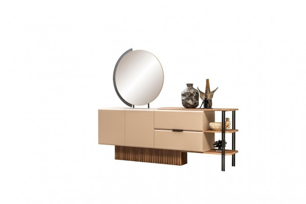 Garnitur Sideboard mat Spigel Beige Holzschaf Schaf Holz Design