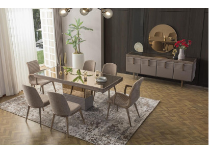 Iessdësch Iesszëmmerdësch Dësch Iesszëmmer Luxus Holz Beige 199 cm