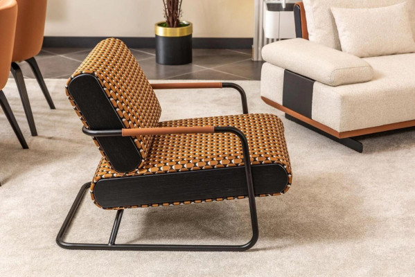 Sessel Ohrsessel 1 Sëtz Orange Klassesch Wunnzëmmer Stoff Design