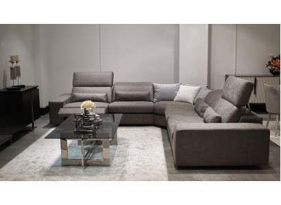 Sofa L-Form Modern Ecksofa Wunnzëmmer Set Ariichtung Design Couchtisch