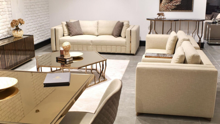 Wunnzëmmer Set Sofa Zweisëtzer Modern Sofa Dräisëtzer Polster Miwwel Dësch