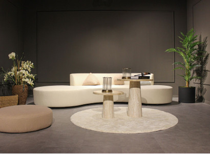 Wunnzëmmer Set Sofa Véiersëtzer Canapé Design Dëschhocker Textil Miwwelen