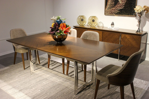 Komplett Set Iessdësch Luxus Iesszëmmer Design Miwwelen Schief 4x Still