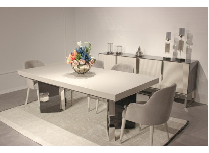 Iesszëmmer Design Set 6-tlg Design Iessdësch mat 4 Stull Modern Coupeuse