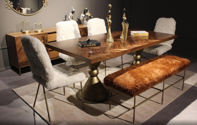 Iesszëmmer Set Iessdësch 4x Still Sëtzbank Modern Set Luxus Iessgrupp