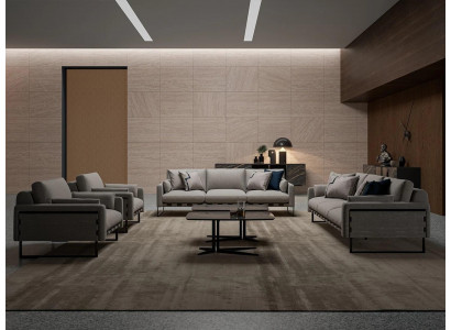Beige Sofa-Dekoratioun fir d'Wunnzëmmer Holz 2x Dësch 2x Dräisëtzer Sofa Polstermöbel