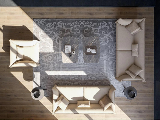 Luxus Wunnzëmmer Garnitur 7tlg Polsterméiwer Dräisëtz Sofas Textil Sesselen Nei