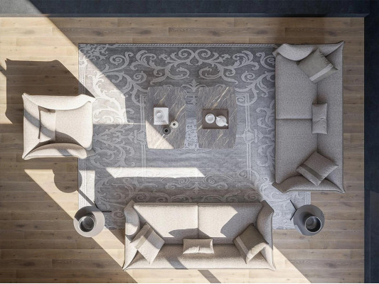 Grousst Wunnzëmmer Set 7-Deeler Modern 2x Dräisëtzer Sofas Gepolstert Still Nei