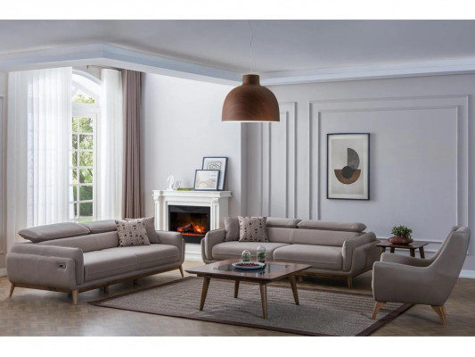 Wunnzëmmer 2x Sofa-Set Dräisëtzer Konschtlieder Modern Fotell Neien Design Dëschelaalen
