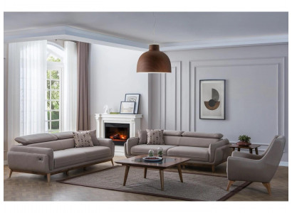 Wunnzëmmer 2x Sofa-Set Dräisëtzer Konschtlieder Modern Fotell Neien Design Dëschelaalen