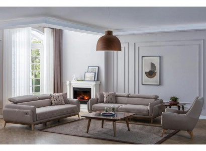Wunnzëmmer 2x Sofa-Set Dräisëtzer Konschtlieder Modern Fotell Neien Design Dëschelaalen