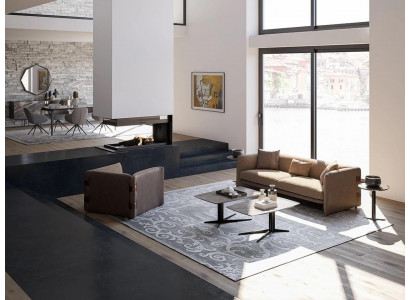 Komplett Miwwelen 6-telege Modern Dräisiichter Sofa Luxus Sesselen Holz 2x Couchtisch
