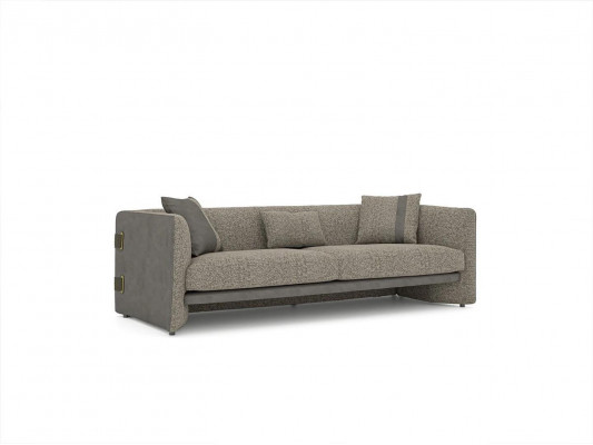 Komplett Set 6tlg Dräisëtzer Sofa Neie Sessel 2x Dësch aus Holz 2x Säitentësch