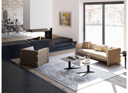 Wunnzëmmer Komplett 6 Deeler 2x Dësch Luxus Polstersofa Beige Sofa Couch Neu