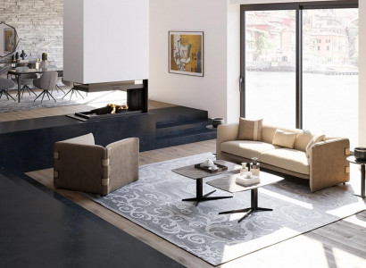 Wunnzëmmer Komplett 6 Deeler 2x Dësch Luxus Polstersofa Beige Sofa Couch Neu