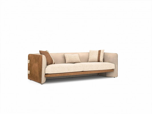 Komplett 5 Stéck Miwwelen Dräisëtzer Sofa Luxus Fotell Modern Holz Couchtisch