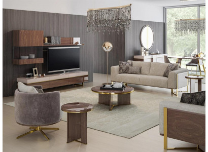 Wunnzëmmer Sofagarnitur Polstermöbel Drësëtzer Sofa Couch Design Fauteuil