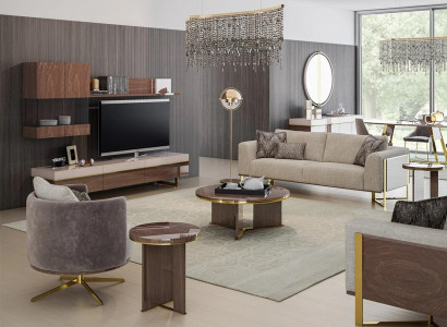 Wunnzëmmer Sofagarnitur Polstermöbel Drësëtzer Sofa Couch Design Fauteuil