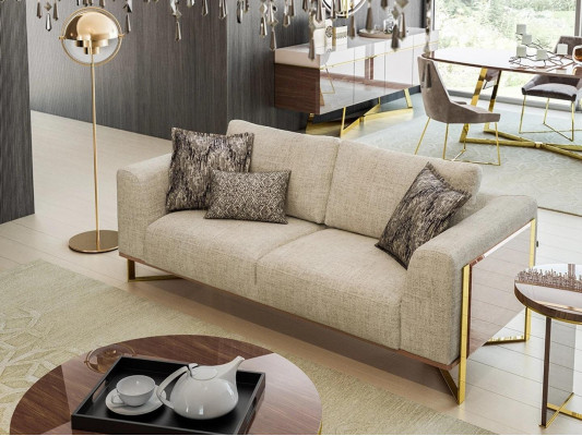 Wunnzëmmer Sofagarnitur Polstermöbel Drësëtzer Sofa Couch Design Fauteuil