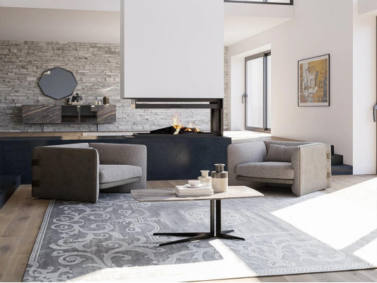 Luxus 2x Fotellë Polstermöbel Wunnzëmmer Ariichtung Modern Dëschtchen Nei