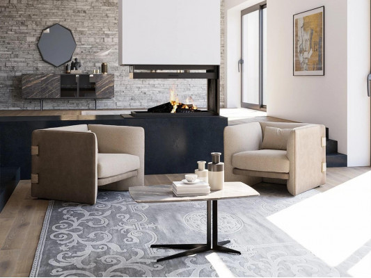 2x Sesselen mat Couchtisch Wunnzëmmer Komplett Miwwelen Design Ariichtung Garnitur