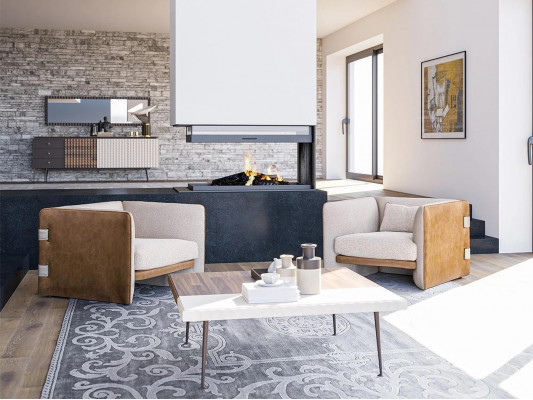 Wunnzëmmer Set 3tlg 2x Beige Still Polsterméiwele Luxus Holz Dësch.