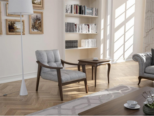 Designer gro Stull Textil Wunnzëmmer Holz Miwwelen Luxus Polstermiwwelen Nei