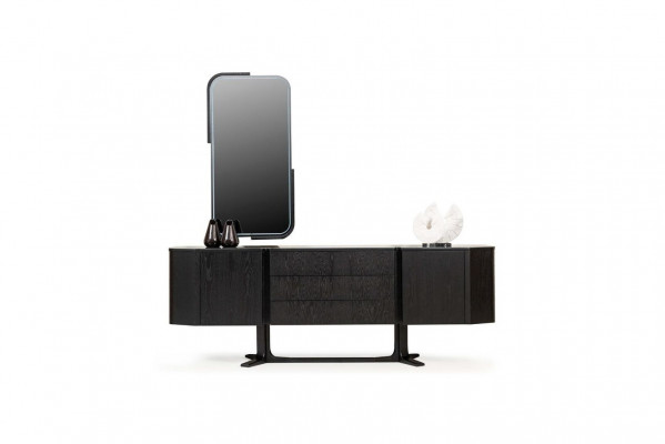 Sideboard Grupp mat Spigel Kommode Schaf Schwaarz Set