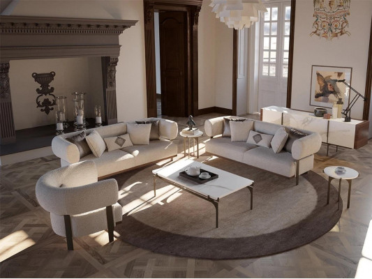 Wunnzëmmer Luxus Modern 2x Sofa Zweisëtzer Polster Textil Design Ariichtung