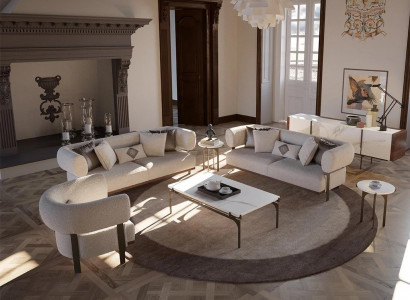 Wunnzëmmer Luxus Modern 2x Sofa Zweisëtzer Polster Textil Design Ariichtung