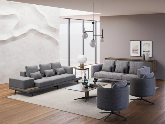 Design Sofagarnitur 2x Sofa Dräisëtzer Set Fotell Couch Modern Luxus Nei Poliwwerk