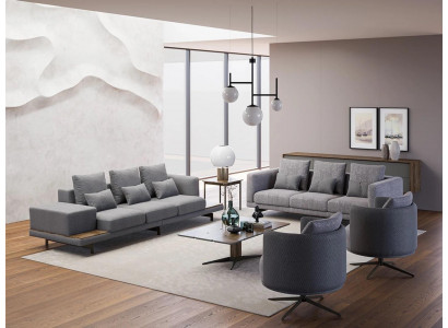 Design Sofagarnitur 2x Sofa Dräisëtzer Set Fotell Couch Modern Luxus Nei Poliwwerk