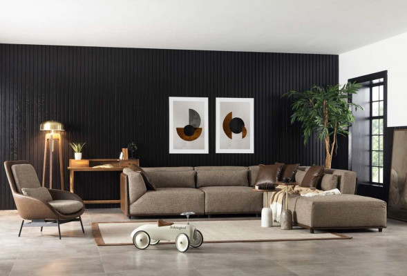 Sesel Lehnstull Wunnzëmmer Relax Still Club Lounge Miwwelen Braun Sofa