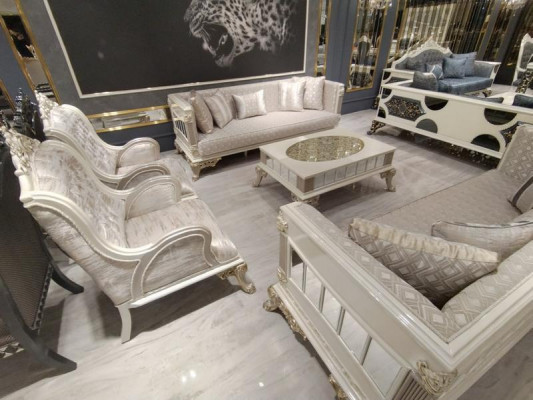 Modern Sofagarnitur Set 5 Stéck Luxus Wunnzëmmer Set 3+3+1+1+Coffeesdësch Nei