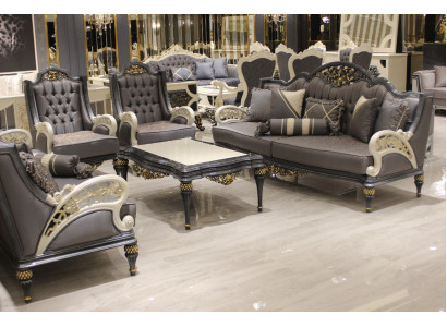 Komplett Sofagarnitur 3311+ Dësch Klassesch Set Chesterfield Relax Fotell.