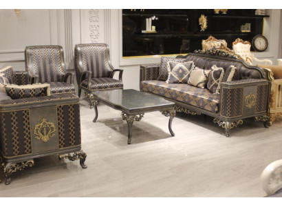 Wunnzëmmer Set Sofagarnitur Naturfaarwen Design Polstermébel Dësch.