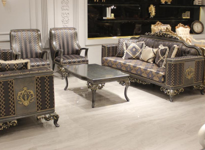 Wunnzëmmer Set Sofagarnitur Naturfaarwen Design Polstermébel Dësch.