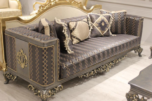 Wunnzëmmer Set Sofagarnitur Naturfaarwen Design Polstermébel Dësch.