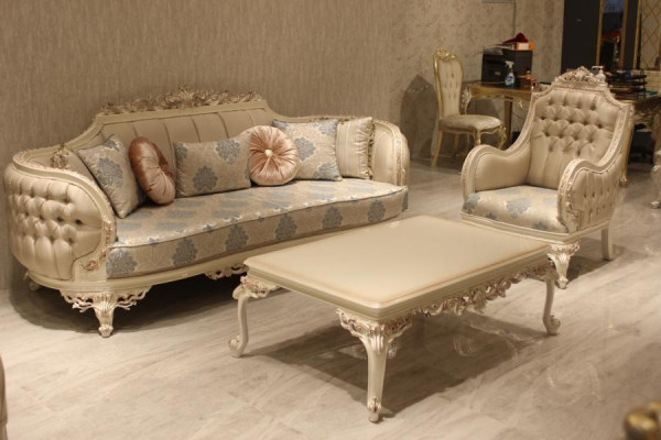 Exklusivt Wunnzëmmer-Set Trendegt Sofa-Design 2x Fotell Highlight Wunnzëmmer