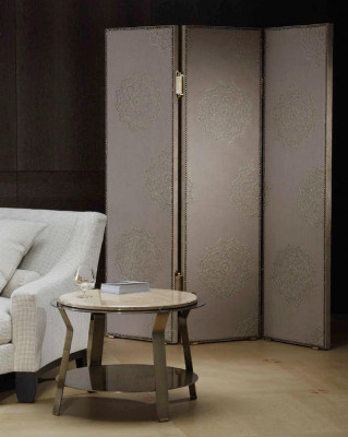 Paravent aus Metall mat Textil Trennwand Raumteiler 3D Bellavista Collection