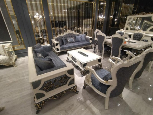 Luxuriéist Set zwee nobel 3-Sëtzer Sofae Héichwäerteg Materialien Sofa Set