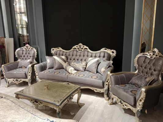 Exklusivt Sofagarnitur Set 3+3+1 3-Deel 2x Sofa Fauteuil Relax Luxus Set