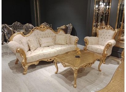 Sofaensemble 3+3+1 Sëtz Chesterfield Barock Stil Ensemble Set 3 Deeler Sofa
