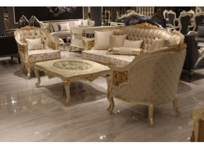 Stilvoll Wunnzëmmer Miwwelen Canapé Set Wunnzëmmer Canapé 2x Fauteuil